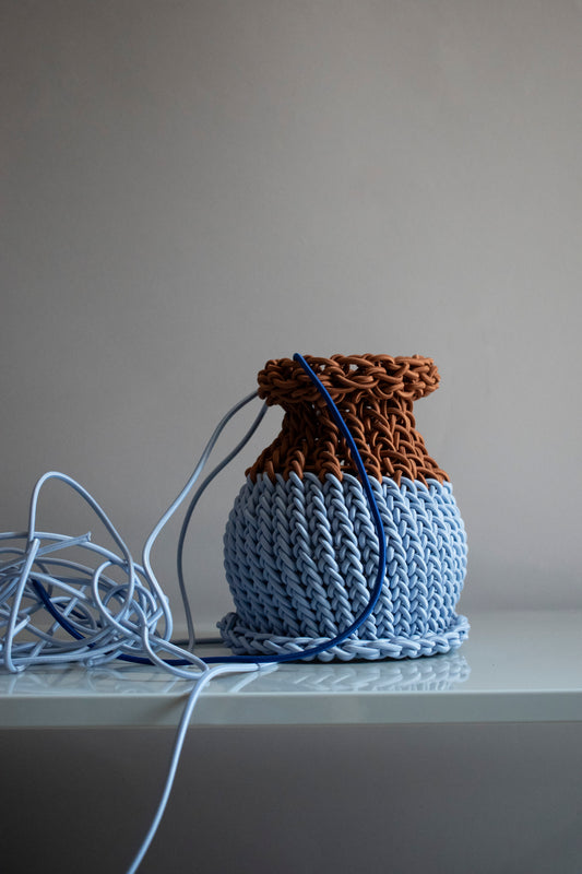SHUKOU / bold vase / camel×light blue