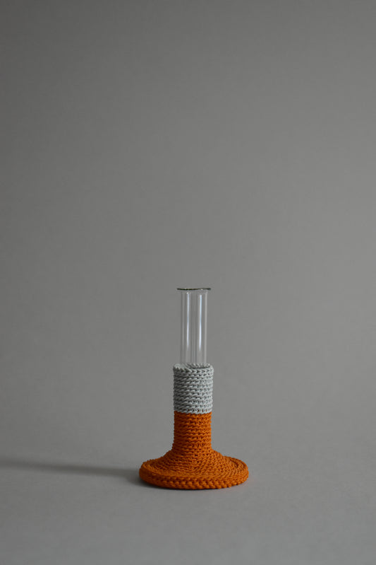 TUBE VASE / M / light gray × orange