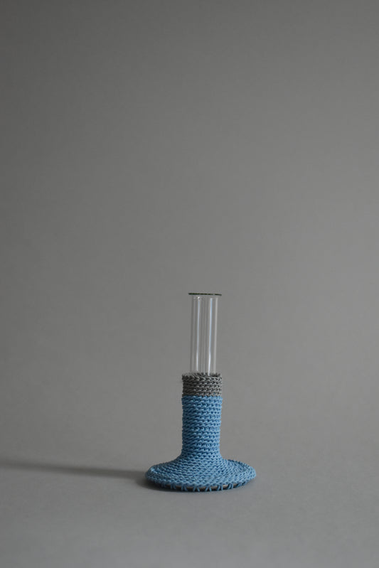 TUBE VASE / M / gray × light blue