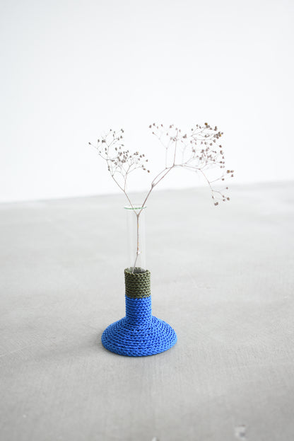 TUBE VASE / cobalt blue×khaki